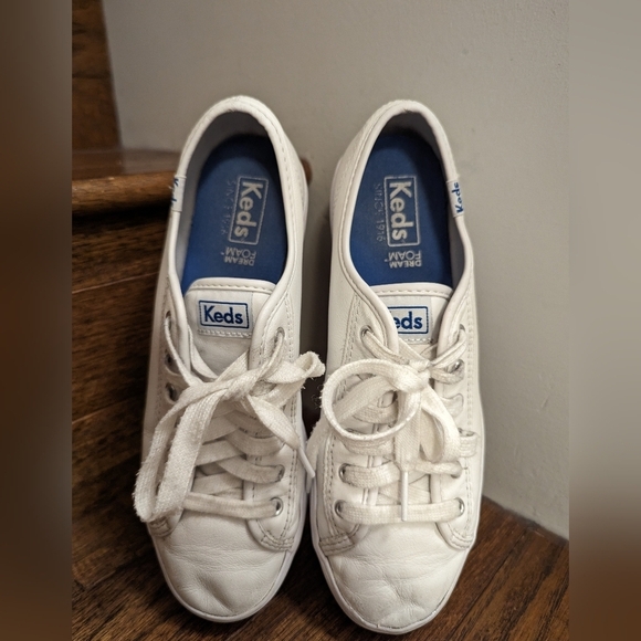Keds Triple Kick Leather Lace Up  platform sneaker white, woman's size 6 - Picture 5 of 14